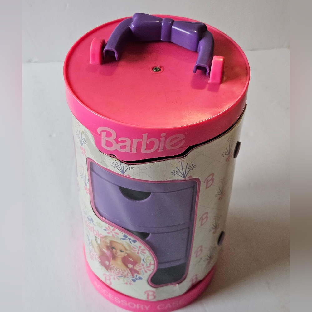 Barbie Accessory Case Mattel White Pink Purple Drawers Shelves Vintage Toy 1993